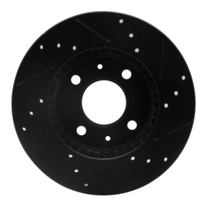 Nissan 200SX Brake Rotor (1) - Front Left - R1 Concepts - Drilled & Slotted - Black - `95-`00